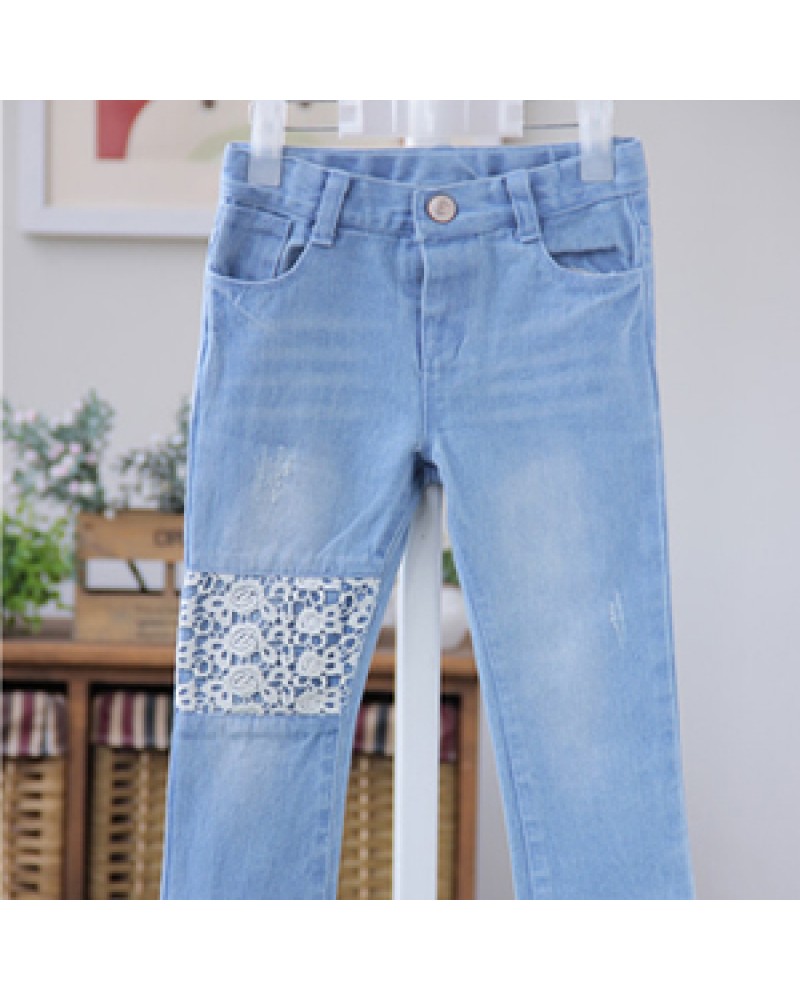 2014 spring and autumn baby boy pants Korean girls lace casual pants pants children jeans trousers in children