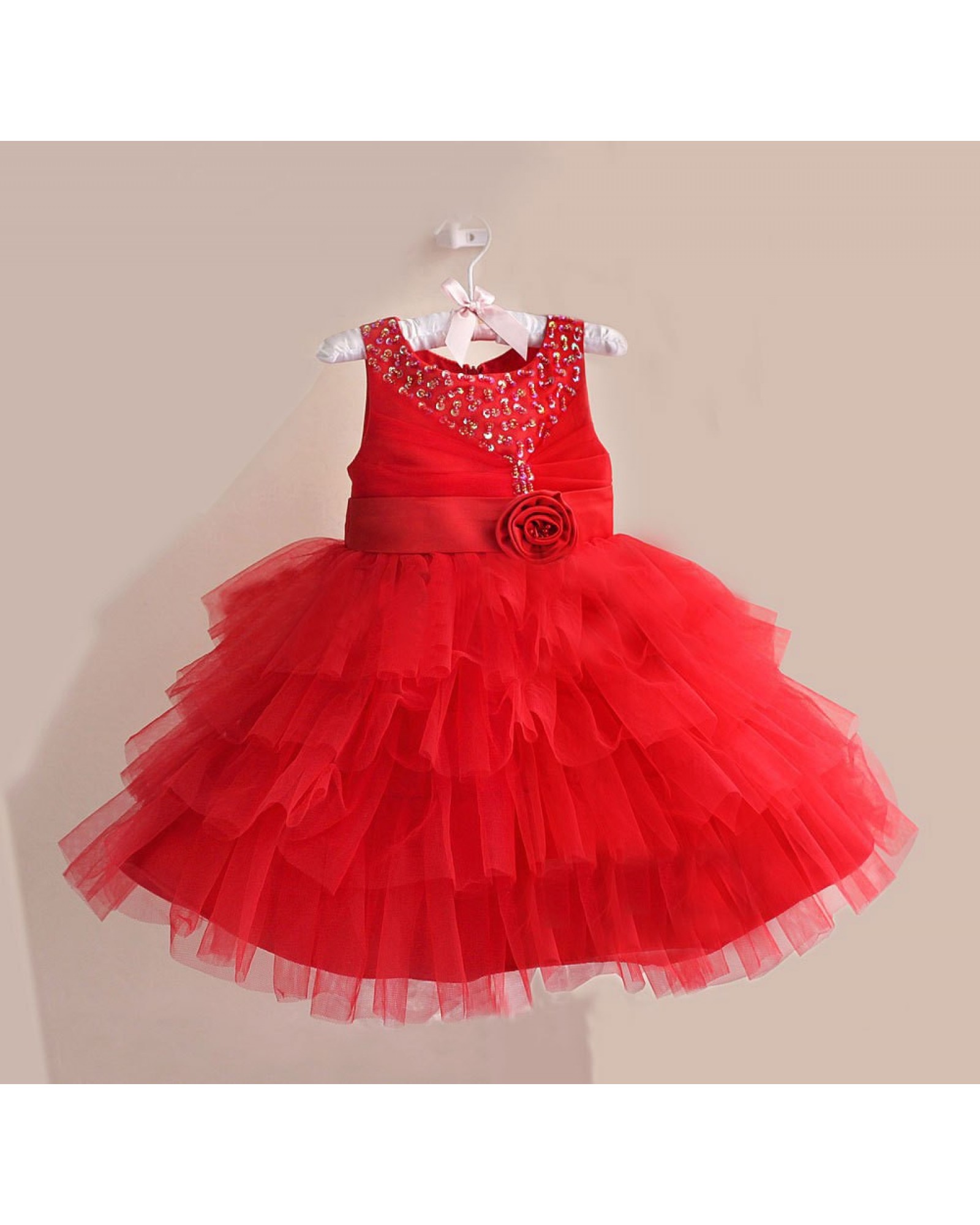 The new princess pearl girls condole belt skirt dress skirt The princess dress of the girls