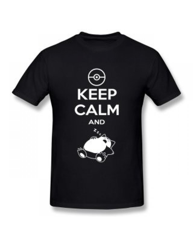 New 2014 Top Brand Slim Fit Mens T Shirt Keep Calm And Carry On Snorlax Sleep On Pokemon Creat Own Text Man Tee Shirts