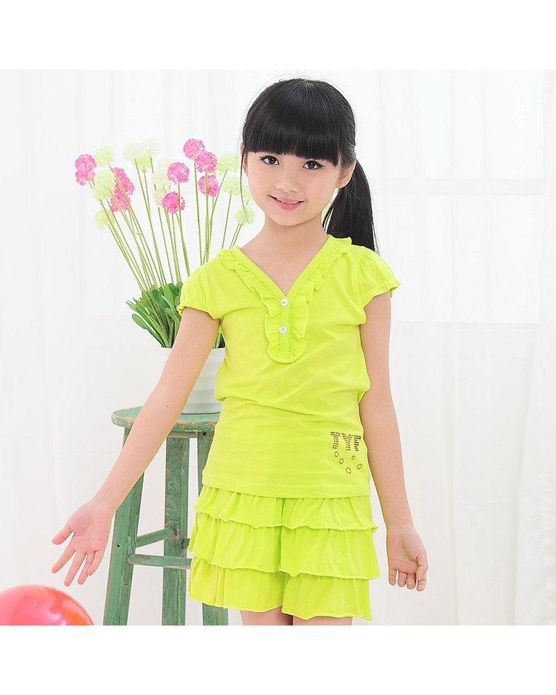 Kids Girls Summer 2015 Korean girls sport suit dress T-shirt skirt