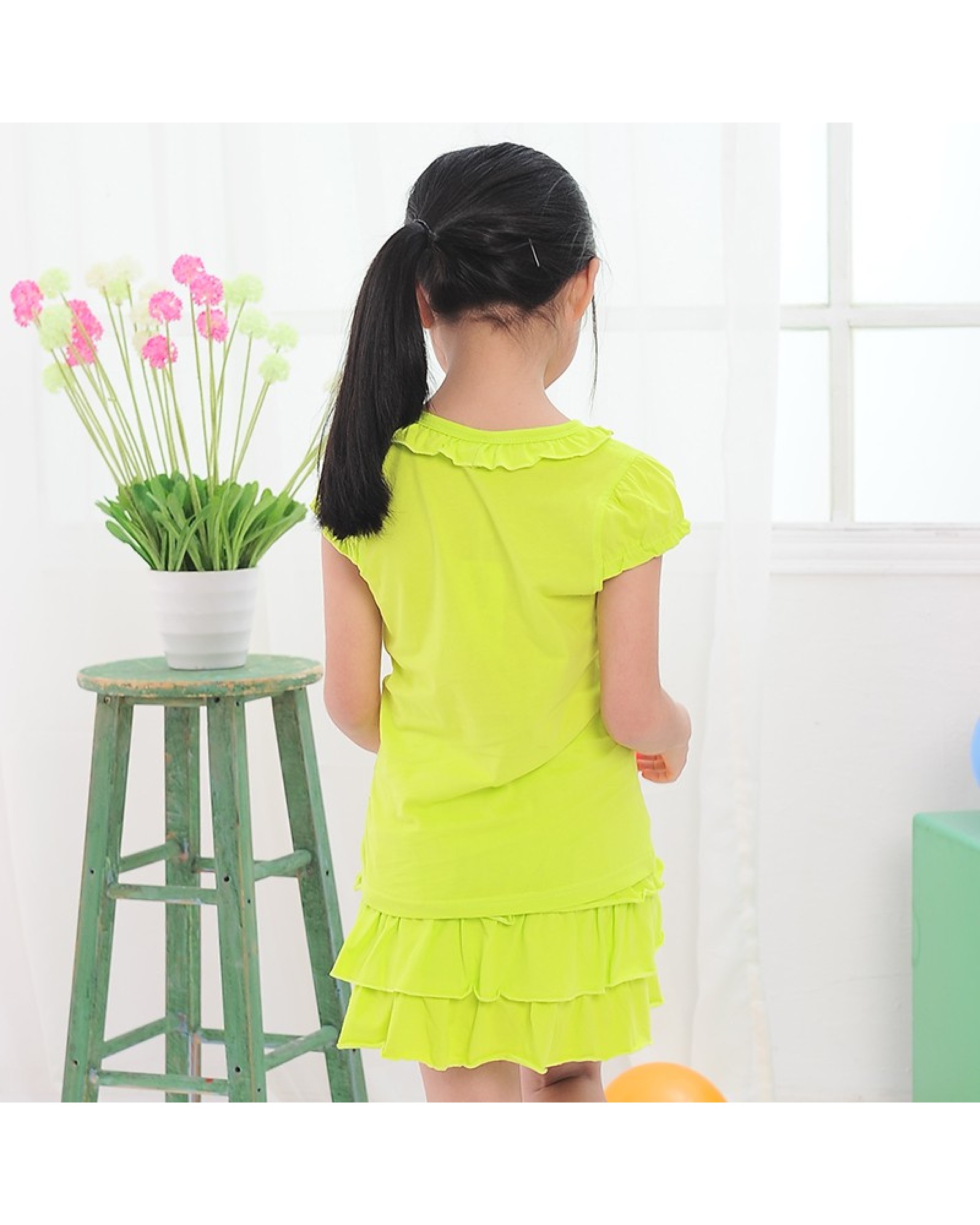 Kids Girls Summer 2015 Korean girls sport suit dress T-shirt skirt