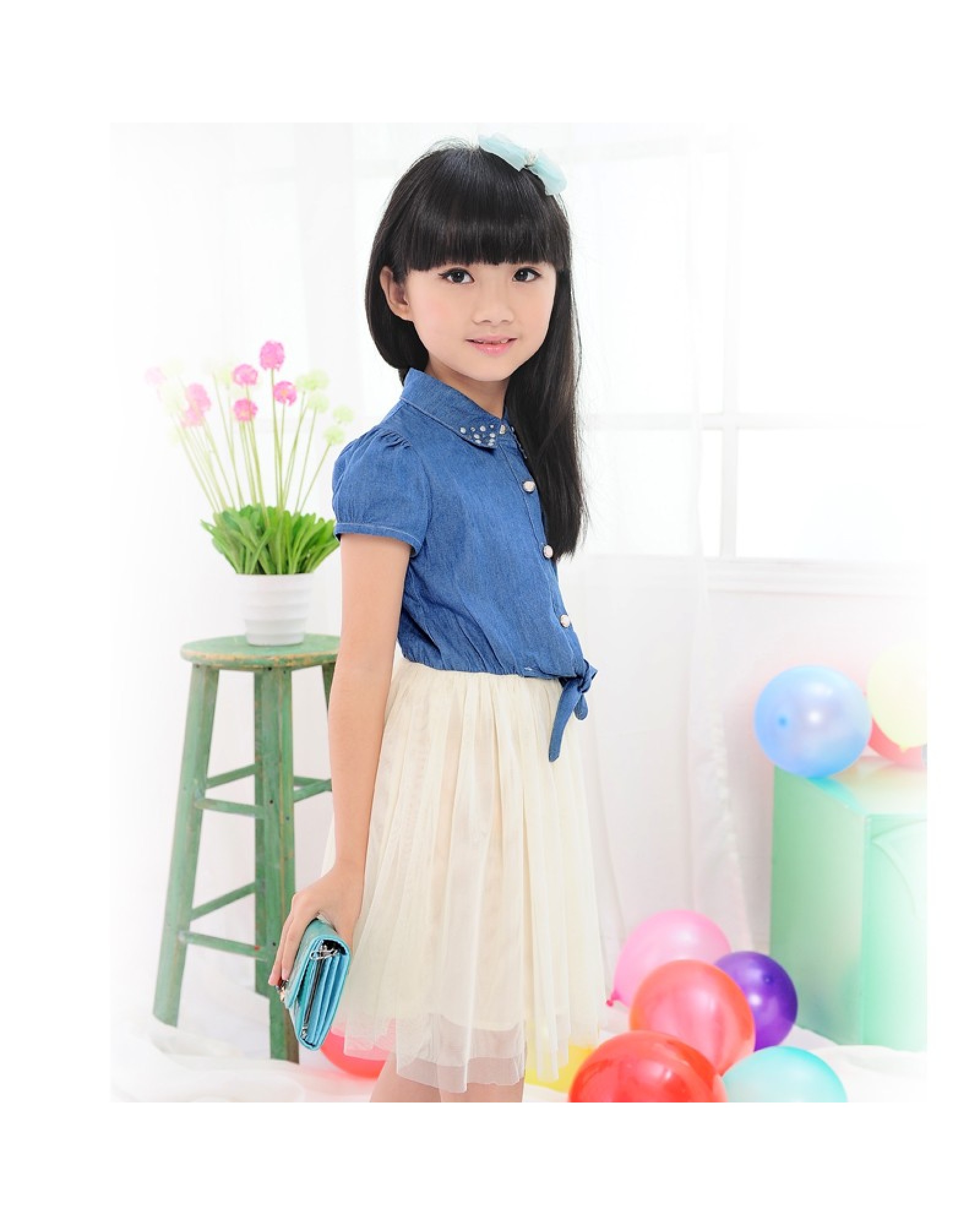 Girls Denim Skirt 2015 new summer princess skirt dress