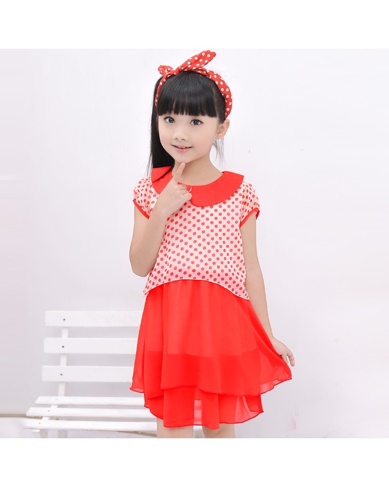 2015 summer new girls wear short sleeved Chiffon Dress