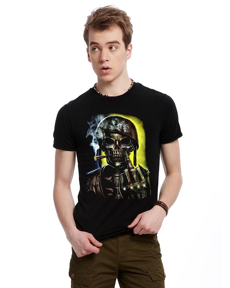 3D new men's short sleeve T-shirt, death skull creative personality cotton T-shirt, European style Menswear