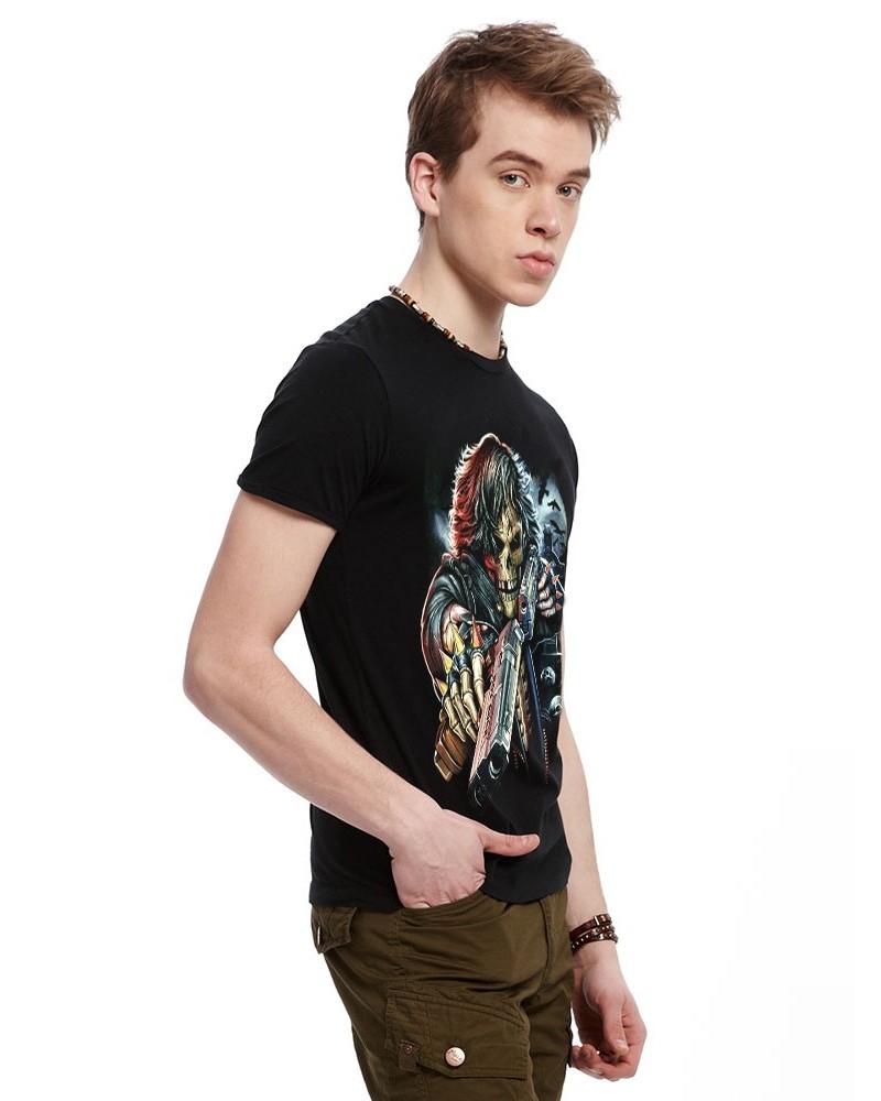 Men's T-shirt, men's short sleeve T-shirt 3D, skull spear pattern