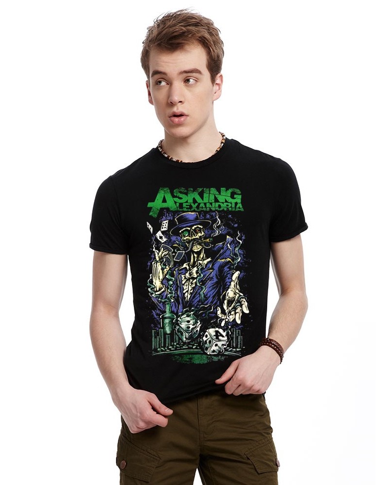 New men's men's clothing, spring and summer fashion 3D T-shirt, Asking Alexandria British nuclear metal band pattern