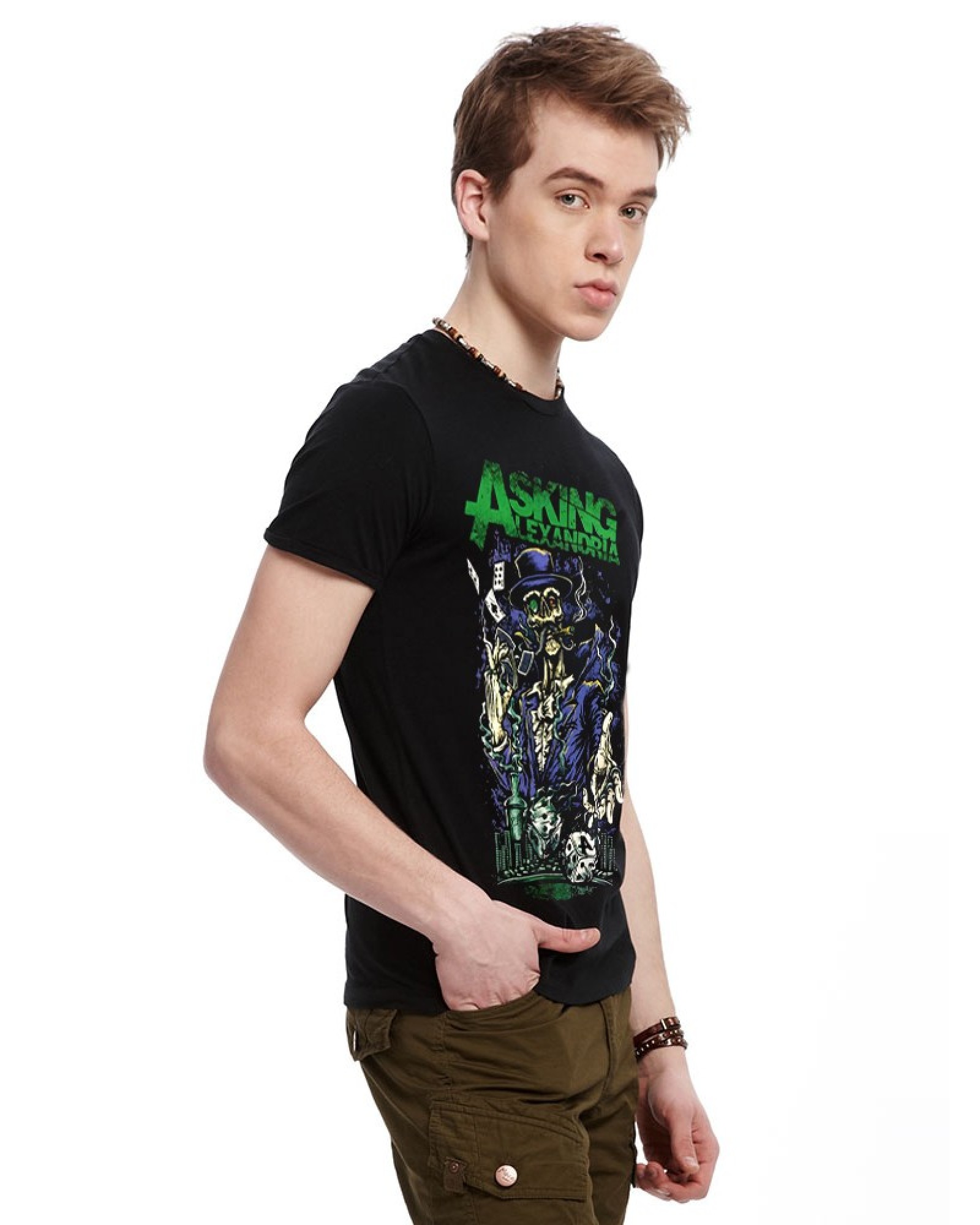 New men's men's clothing, spring and summer fashion 3D T-shirt, Asking Alexandria British nuclear metal band pattern