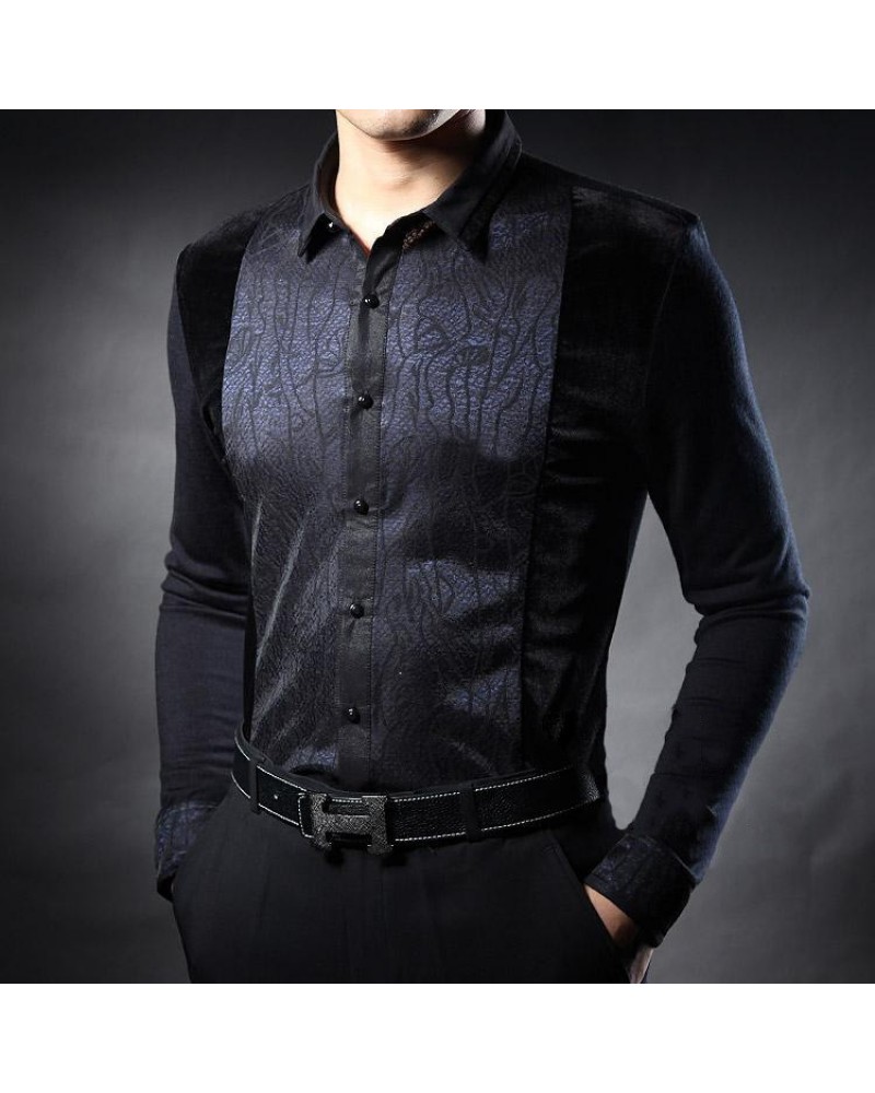 In the autumn of 2015 new men's middle-aged men's Long Sleeve Black Shirt