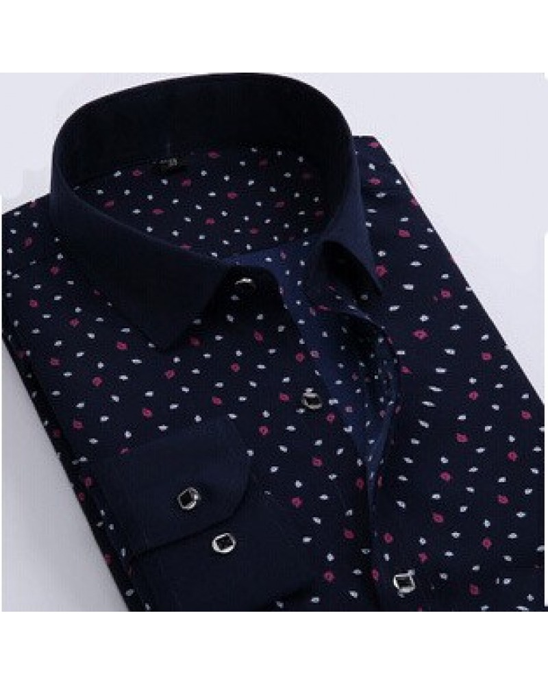   2015 New Fashion Style Polka Dot Men Shirts Long-Sleeve Cotton Shirt plus size S-4XL 30cl