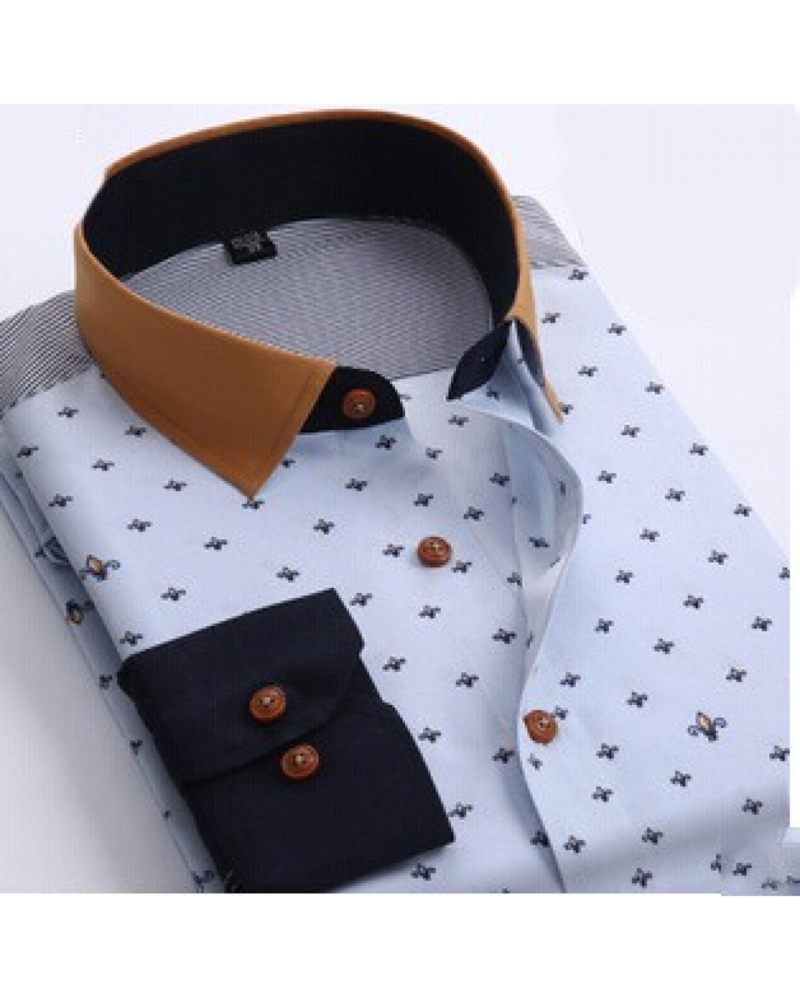   2015 New Fashion Style Polka Dot Men Shirts Long-Sleeve Cotton Shirt plus size S-4XL 30cl