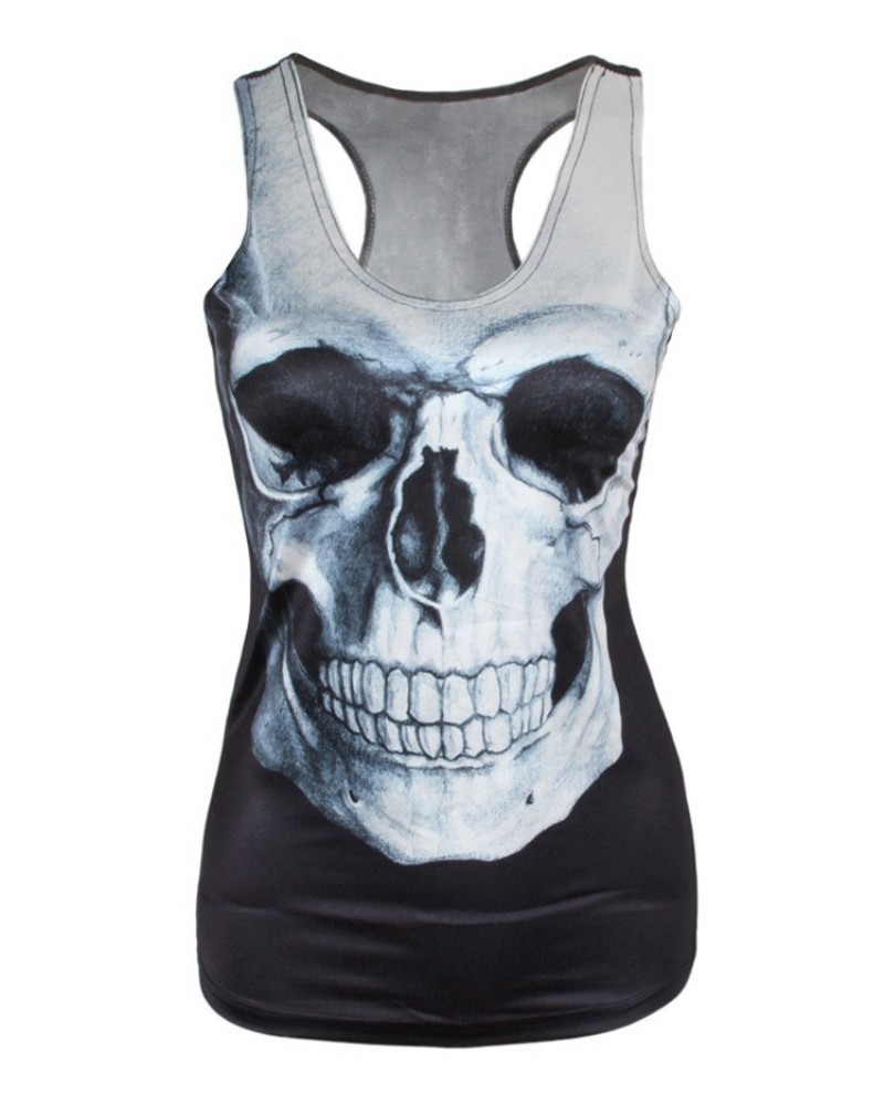 2015 hot Women Digital printing the word vest Fashion slim skull pattern tank For Women BX002