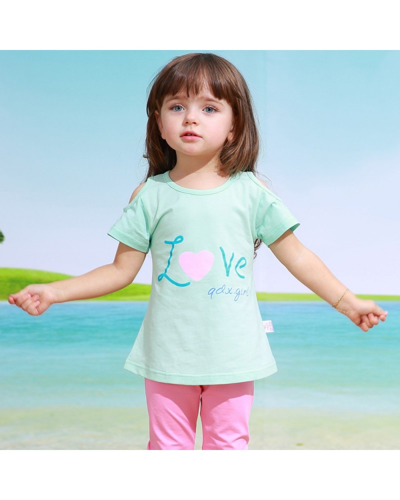 children   pure cotton short sleeve T-shirt two-piece fashion girl clothes