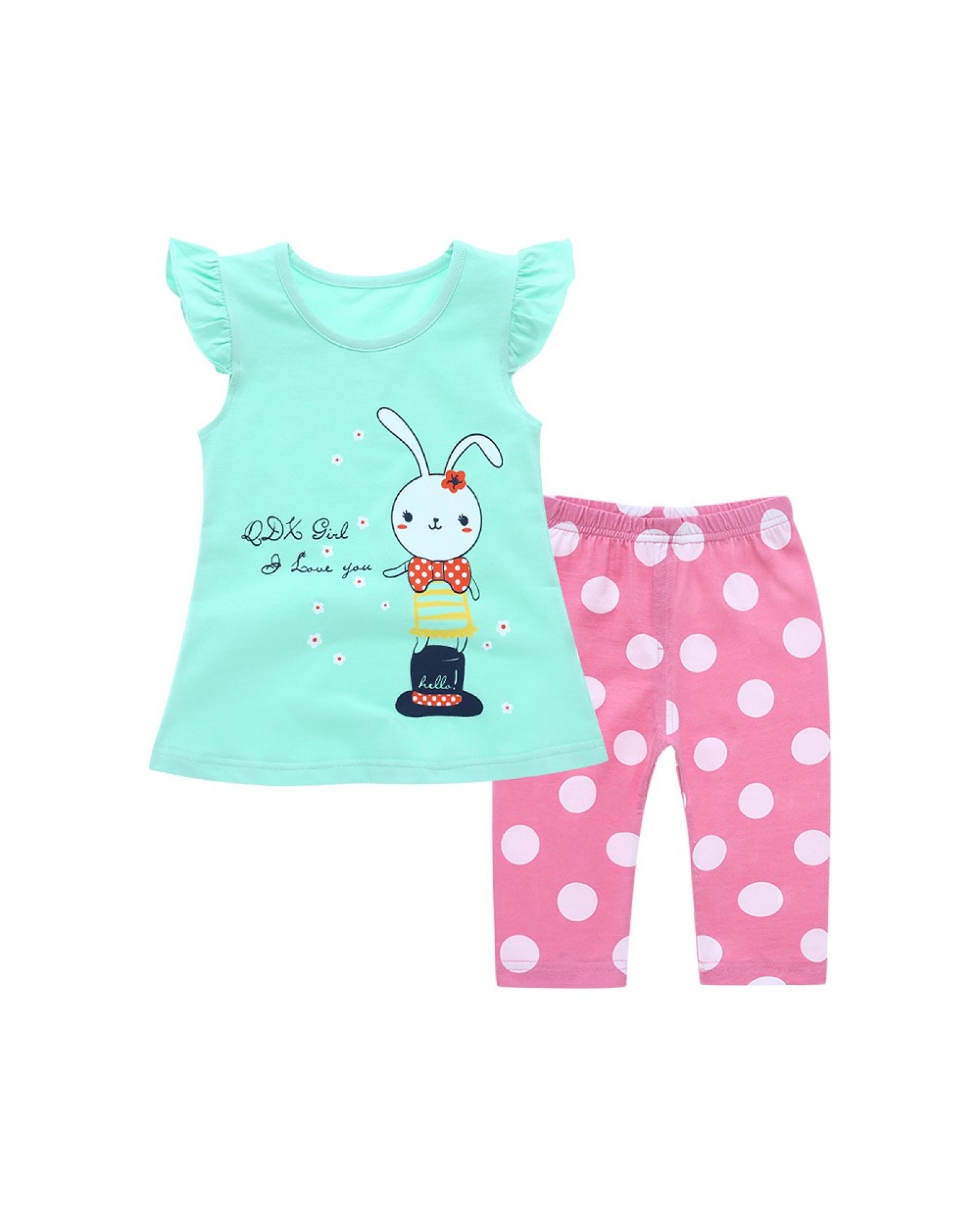 children   pure cotton short sleeve T-shirt two-piece fashion girl clothes